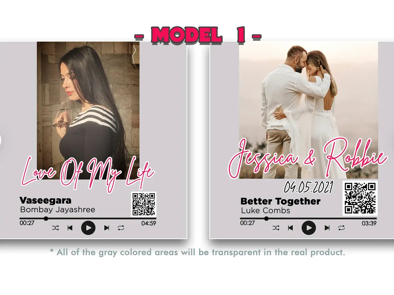 Personalized Spotify song plaque with custom music glass art and wooden stand