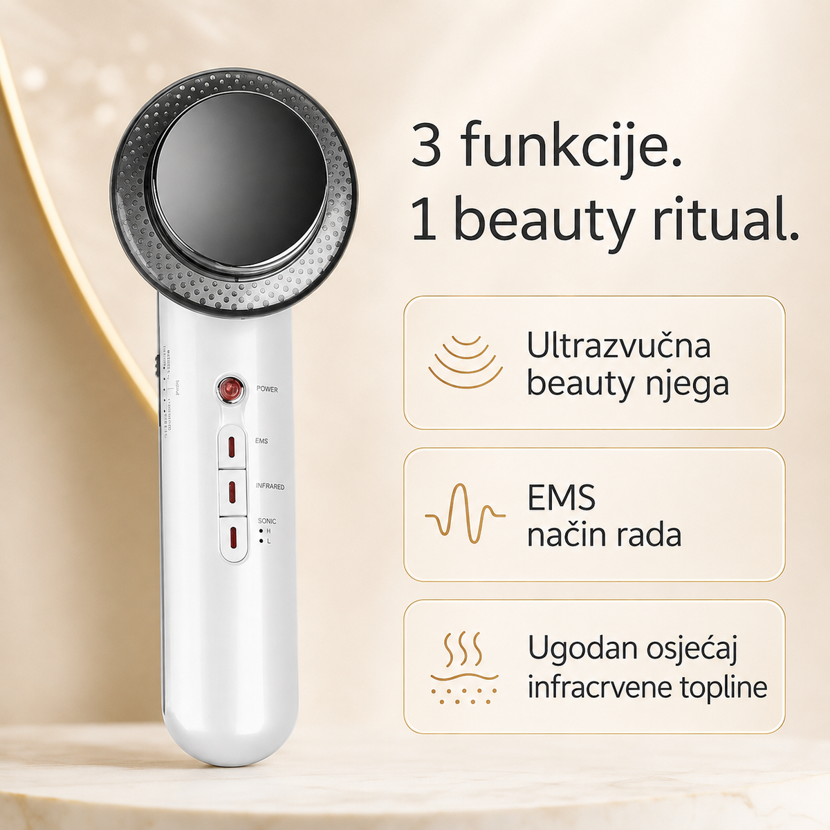 Tri funkcije GlowLift Pro™ – ultrazvuk, EMS i toplina – GlowLift Pro detalj