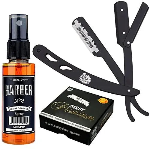 The Shave Factory Straight Edge Razor Kit (Black/Barber No3 Cologne Lime Hypnos