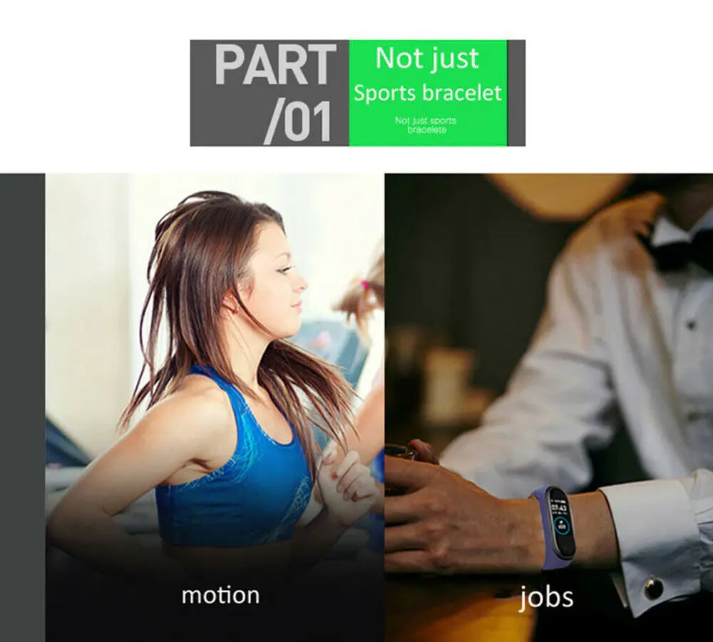 M4 Smart Watch Band Blood Pressure Bracelet Wristband Fitness Tracker Puce Gaia