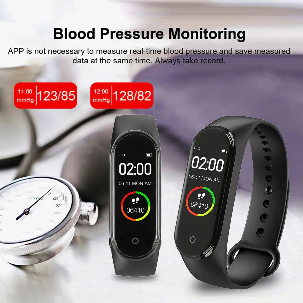 M4 Smart Watch Band Blood Pressure Bracelet Wristband Fitness Tracker Puce Gaia