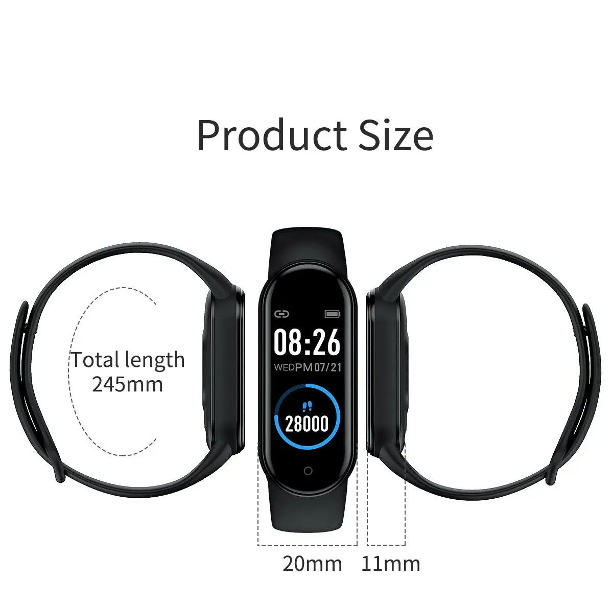 M4 Smart Watch Band Blood Pressure Bracelet Wristband Fitness Tracker Puce Gaia