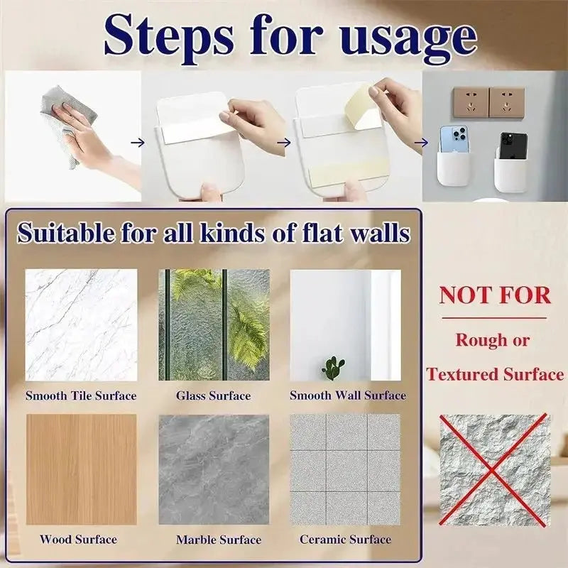 2PCS Wall Mounted Storage Box Mobile Phone Plug Holder Stand Rack AliExpress