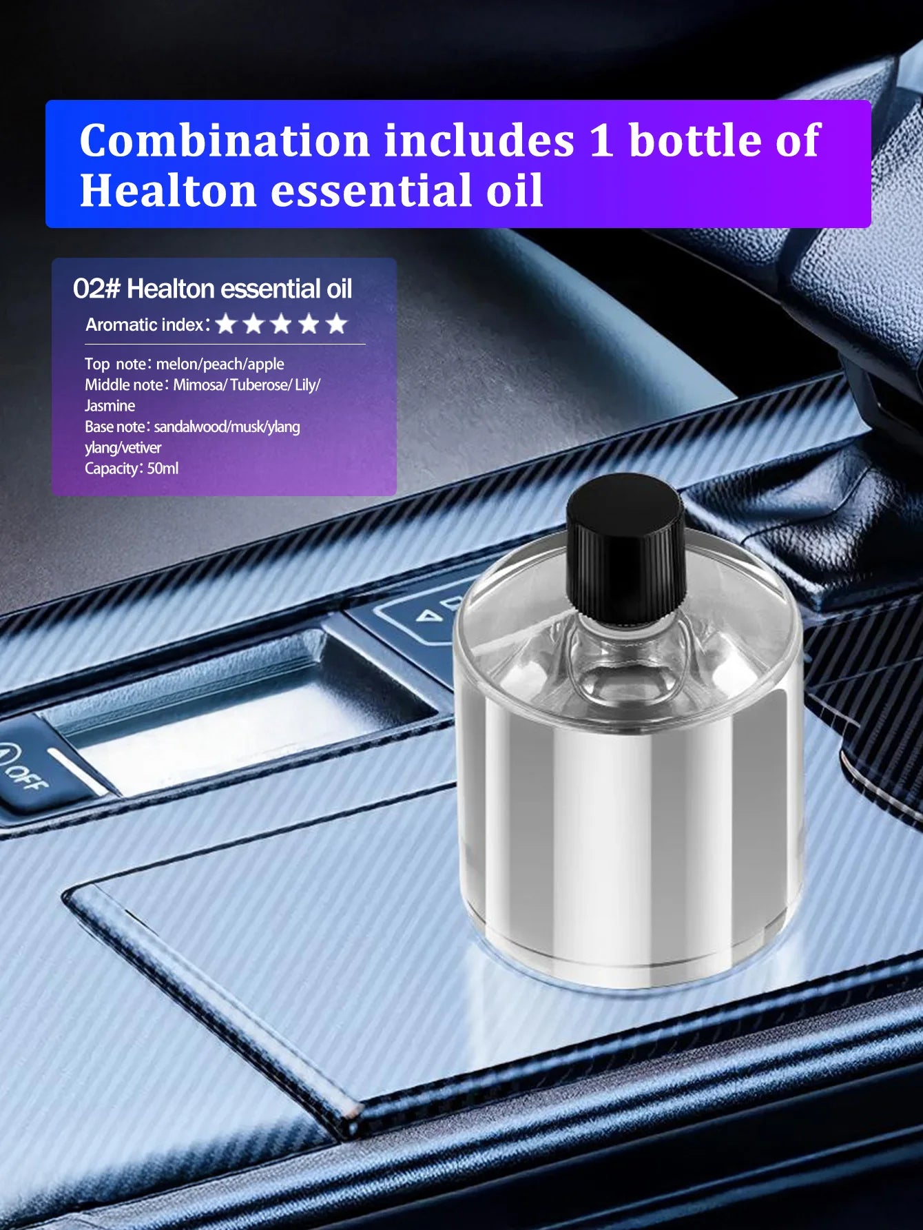 Aromaterapijska Lampa Zvjezdano Nebo - Auto Difuzor s 5 Eteričnih Ulja