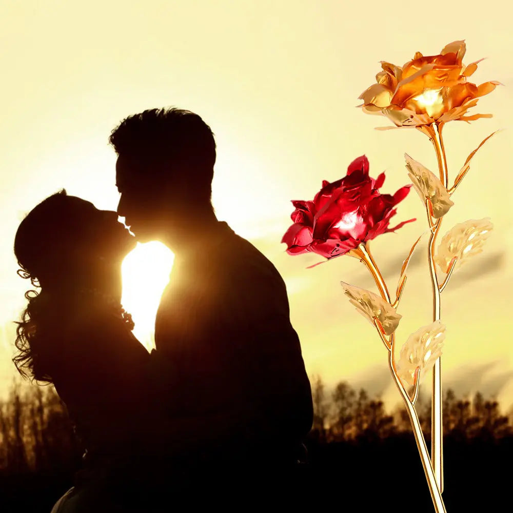 24K Gold Plated Red Rose - Eternal Valentine's Day Gift Boxica