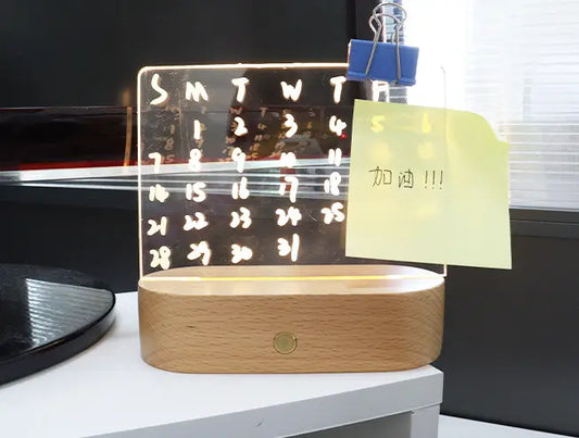 Personalized Wood Table Lamp with Message Board - Romantic Gift
