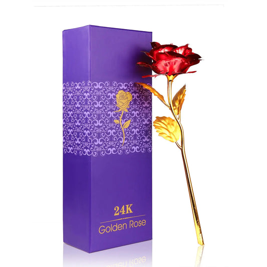 24K Gold Plated Red Rose - Eternal Valentine's Day Gift Boxica