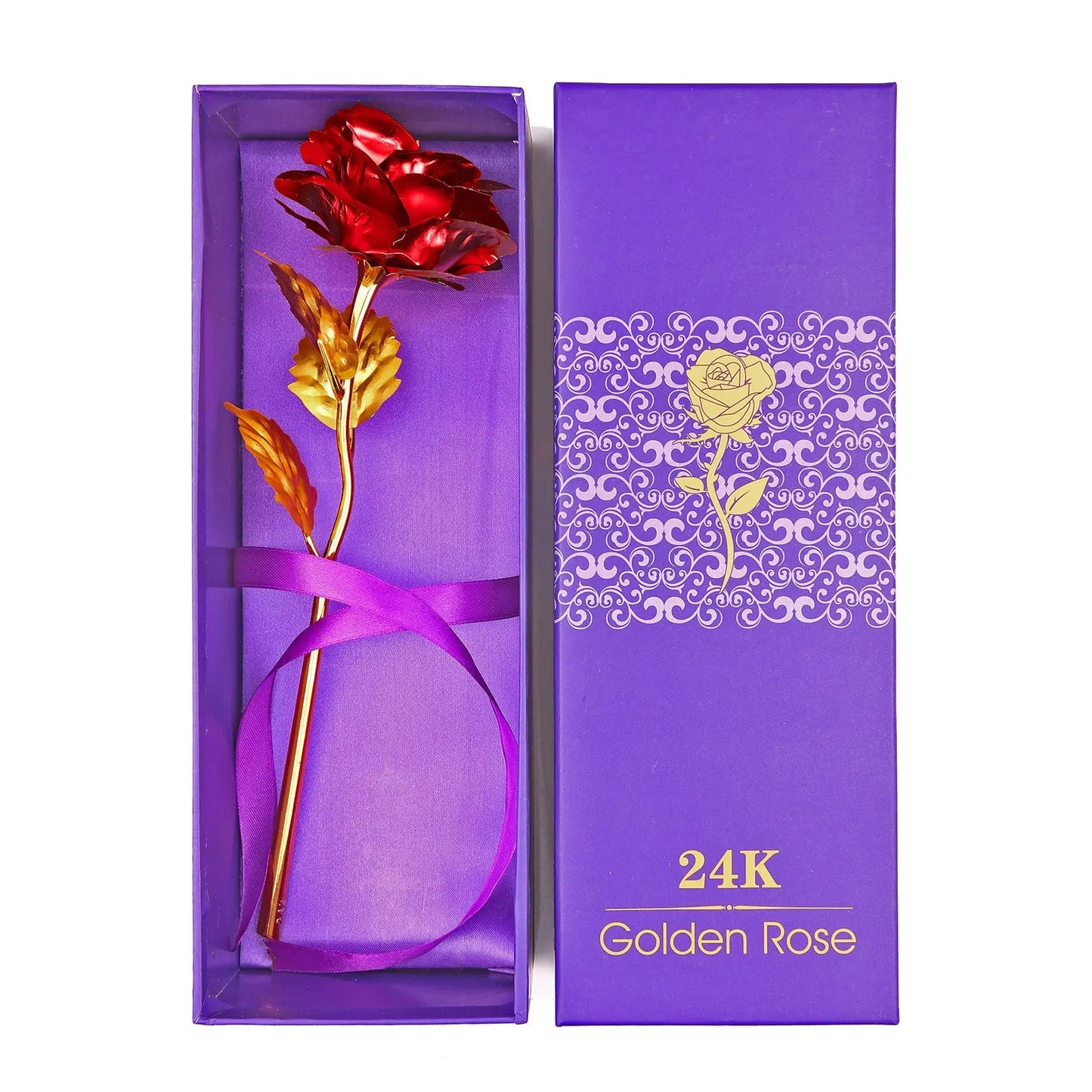 24K Gold Plated Red Rose - Eternal Valentine's Day Gift Boxica