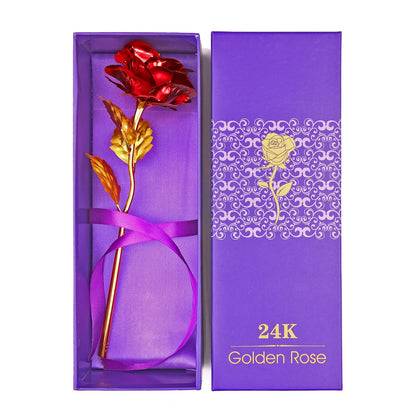 24K Gold Plated Red Rose - Eternal Valentine's Day Gift Boxica