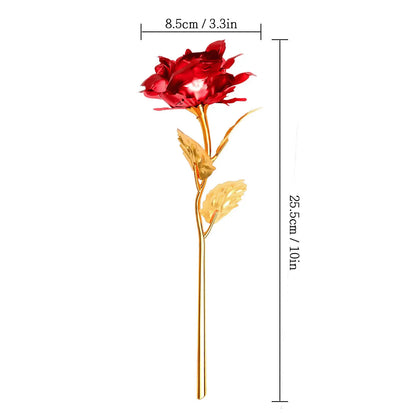 24K Gold Plated Red Rose - Eternal Valentine's Day Gift Boxica
