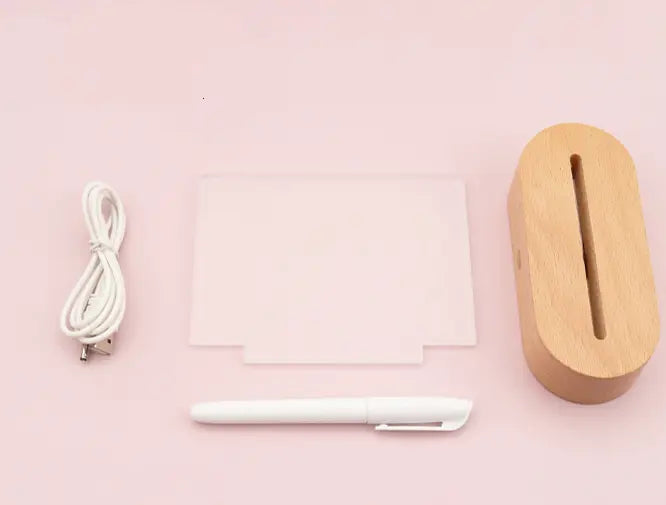 Personalized Wood Table Lamp with Message Board - Romantic Gift